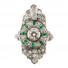 Art Deco Diamond and Emerald Ring