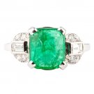 Emerald Diamond Platinum Engagement Ring