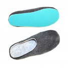 Women's felt wool slip-ons Charcoal Aqua Rubber Soled