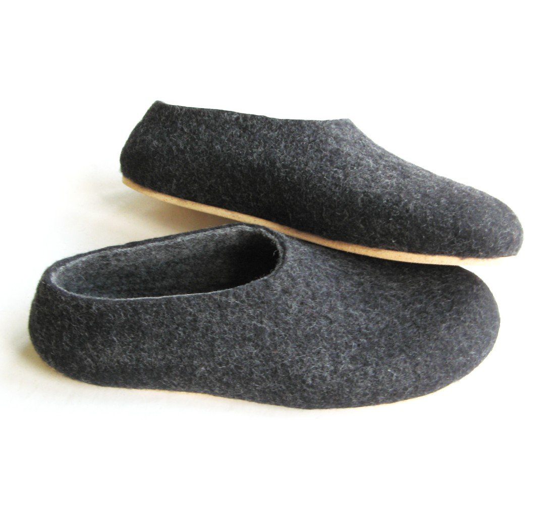 Men's felt wool slip-ons Charcoal Cork Soled. Best seller