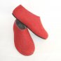 Women's felt wool slip-ons Red Grey Rubber Soled