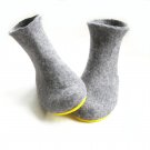 Women's felt wool Boot Grey Gray Yellow Rubber Soled