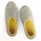 Men's Felt Slippers Gray Yellow Cork Soled