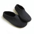 Men's Wool Slippers Black Black Rubber Soled. All sizes for Men