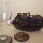 Wooden Boat with six wood Coasters