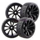 4PCS RC 1:10 On Road Drift Car Hard Plastic Tires Tyres & Wheel Rim 6mm Offset HSP HPI 601-9015