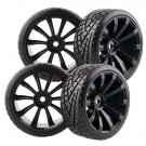 4PCS RC 1:10 On Road Drift Car Hard Plastic Tires Tyres & Wheel Rim 6mm Offset Fit HSP Redcat HPI