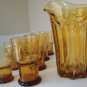 Vintage Pitcher & Glass Set - Amber Yellow