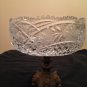 Vintage heavy crystal glass bowl with brass pedestal