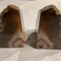 Brown Agate Pair of Bookends A Quality Quartz Crystal Geode Center