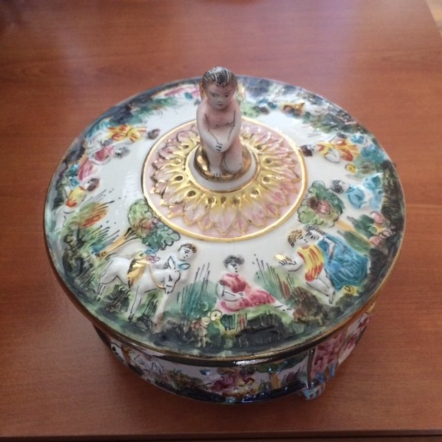 Vintage Capodimonte Candy Dish with Lid