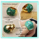Pave Dome shaped Peacock Green & Gold tone ring