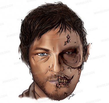 AMC's The Walking Dead Original Artwork - Canvas Print - Art Drawing of Daryl Dixon
