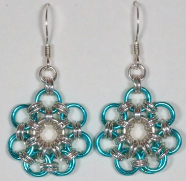 Aqua Chain Mail Flowers