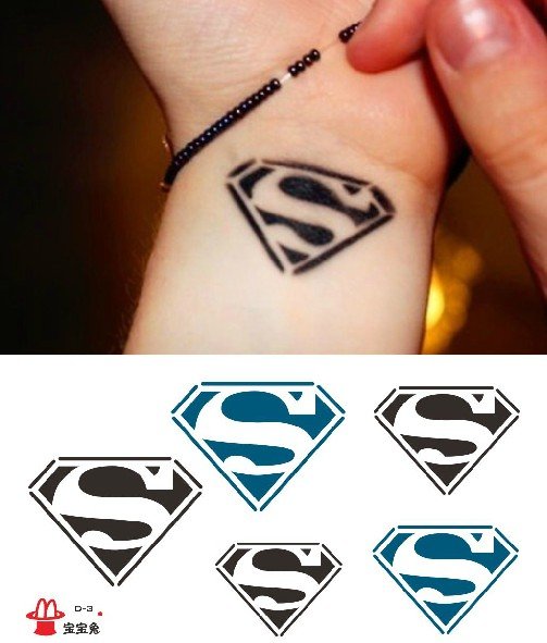 Super man temporary tattoo, fake tattoo sticker