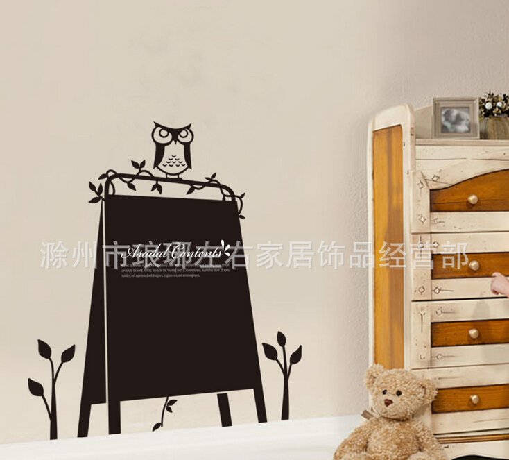 Owl blackboard wall decal