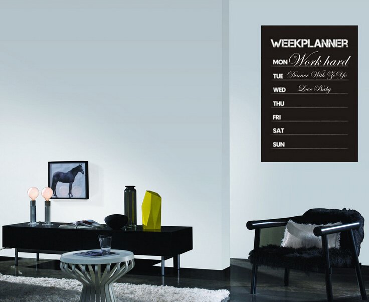 Week planner timetable blackboard decal