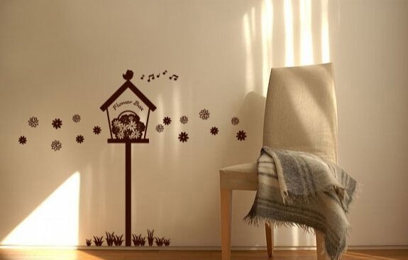 Bird House Flower Box Wall Sticker
