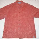 Bermuda Bay Mens Red  Hawaiian Short Sleeve 100% Silk Shirt Size Large