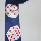 WILD TIES Navy Blue 100% Silk Dice Neck Tie White and Red Dice
