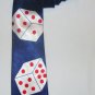 WILD TIES Navy Blue 100% Silk Dice Neck Tie White and Red Dice