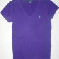 RALPH LAUREN Purple V Neck Knit Shirt Size Medium