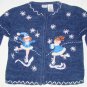 PARISIAN KIDS Girls Blue Cardigan Sweater with Snowflakes Ice Skaters Size 4