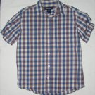 Cherokee Blue and Red Button Front Plaid Short Sleeve Shirt Size Small 6-7