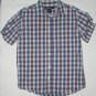Cherokee Blue and Red Button Front Plaid Short Sleeve Shirt Size Small 6-7