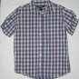 Cherokee Blue and Red Button Front Plaid Short Sleeve Shirt Size Small 6-7