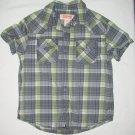 MOSSIMO Boys Green and Gray Plaid Short Sleeve Shirt Size Small 6-7