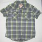MOSSIMO Boys Green and Gray Plaid Short Sleeve Shirt Size Small 6-7
