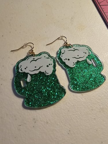 St.Patrick's Mug Glitter Earrings