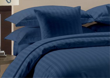 Navy Blue 4pc Sheet Set Queen Size Striped