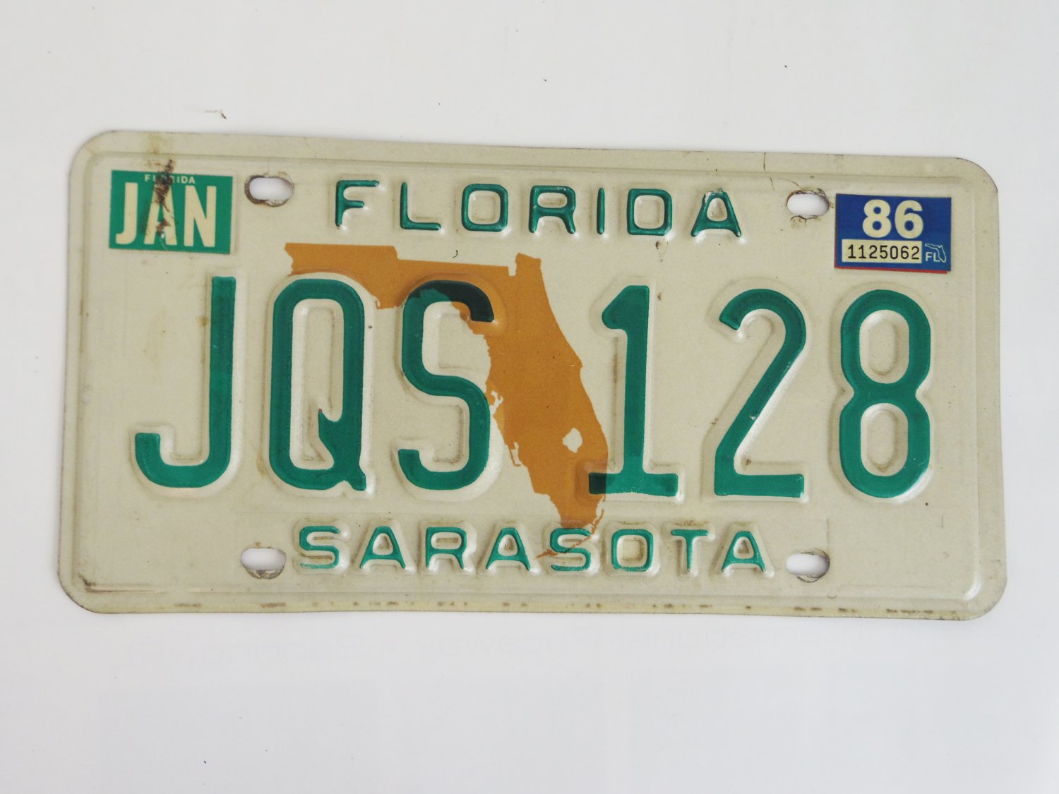 Florida State Map Sarasota County License Plate JQS128