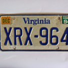 Virginia License Plate