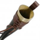 Medieval Viking drinking horn with leather frog for beer, wine, mead