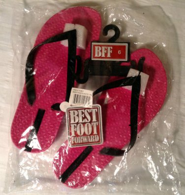 BFF Ladies Flip Flops PINK/BLACK US Size 6 EUR Size 36 BRA Size 34  NIP