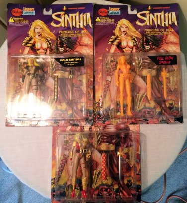 RARE Set Of 3 Sinthia Princess Of Hell Figures Hell Glow Gold Limited Edition