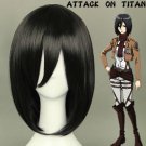 Attack on Titan Mikasa Ackerman Short Black Straight Cosplay Wig