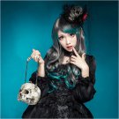 Fashion Womens Long Wavy Curly Green&Grey Hair Cosplay Lolita Costume Full Wig