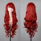 32" 80cm Long Hair Heat Resistant Spiral Curly Cosplay Wig with Free Wig Cap (80cm:dark Red)