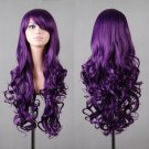 32" 80cm Long Hair Heat Resistant Spiral Curly Cosplay Wig with Free Wig Cap (80cm:dark Purple)