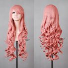 32" 80cm Long Hair Heat Resistant Spiral Curly Cosplay Wig with Free Wig Cap (80cm:dark Pink)