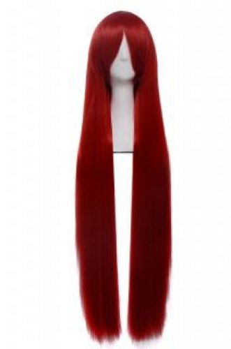 Anime Cosplay Long Straight Party Costume Hair Wig Dark Red 100cm