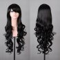 32" 80cm Long Hair Heat Resistant Spiral Curly Cosplay Wig (Black)