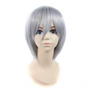 Bleach Ichimaru Gin Short Party Anime Cosplay Wig Silver Grey 32cm