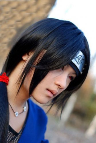 Fashion Itachi Long Straight Black Cosplay Wig Stiled Party Wig