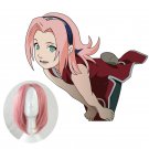 Hot Sale Cosplay Wig Haruno Sakura Cosplay Wig Pink Short Hair 35cm Wig Cap +Free Shipping