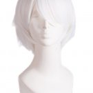 Men's Short Straight Wig Cosplay Costume Wig (White)